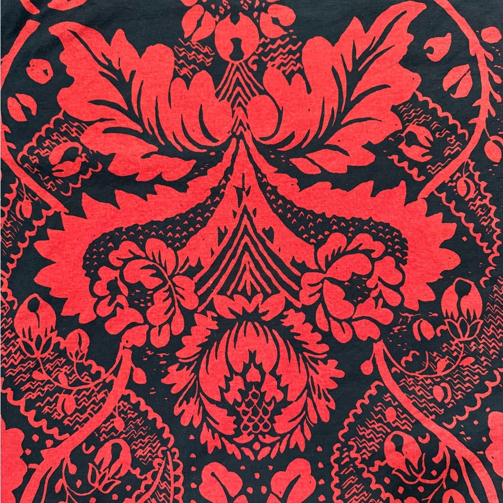 Marimekko Finland Vintage Fandango 1963 Red and Black Tablecloth Fabric